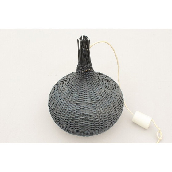 Image 1 of Lampe suspendue vintage en osier bleu, 1960s