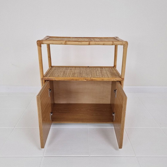 Image 1 of Table de nuit italienne vintage en bambou et rotin, 1980