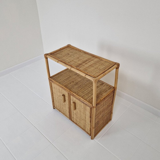 Image 1 of Table de nuit italienne vintage en bambou et rotin, 1980