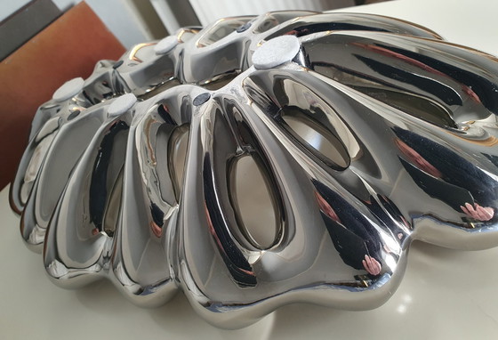 Image 1 of Bol design en céramique argentée, ajourée