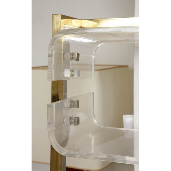 Image 1 of Bibliothèque vintage en laiton chromé et lucite par Romeo Rega, Italie 1970