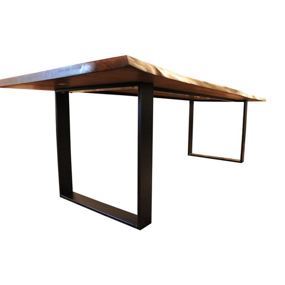 Image 1 of Table vintage en métal et noyer