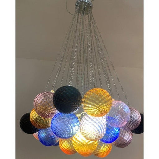 Lustre Spoutnik en verre de Murano dans le style de Mazzega