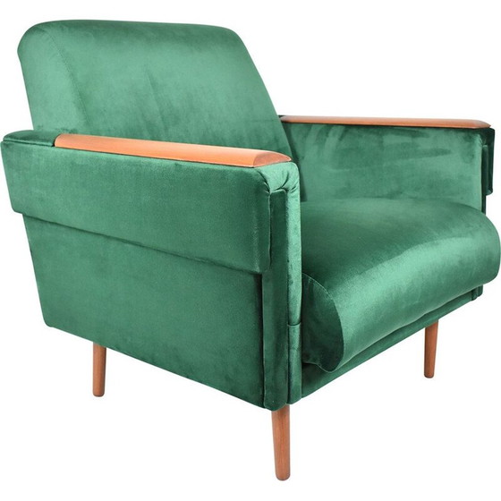 Image 1 of Fauteuil vintage en velours vert bouteille 1960