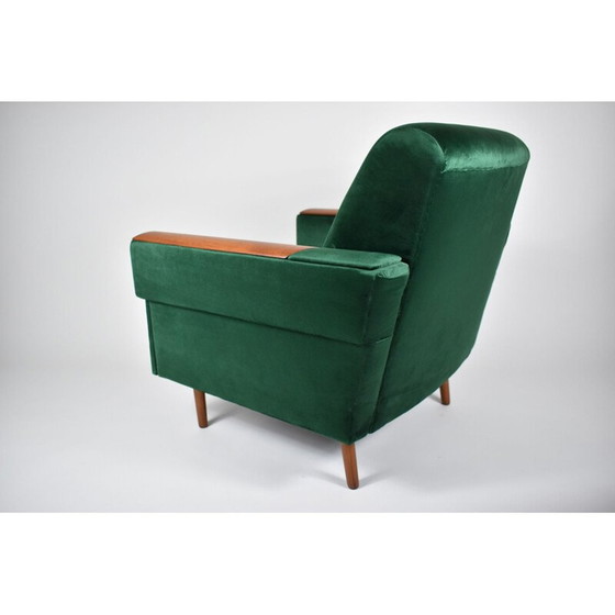 Image 1 of Fauteuil vintage en velours vert bouteille 1960