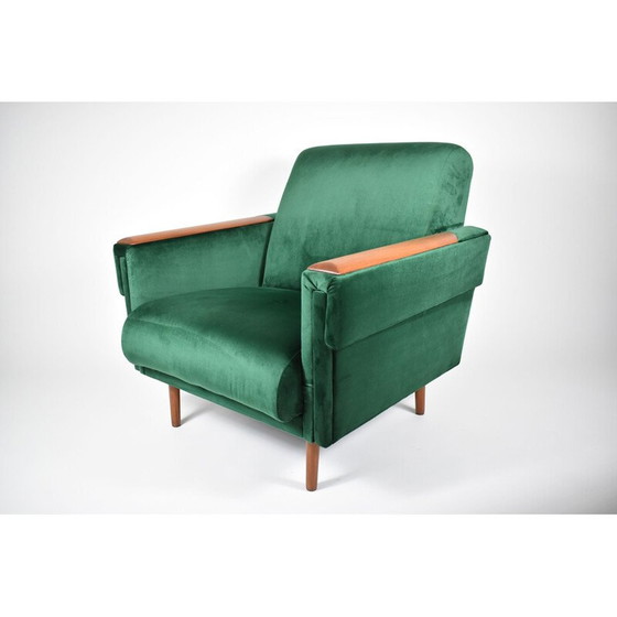 Image 1 of Fauteuil vintage en velours vert bouteille 1960