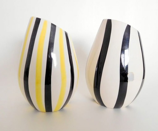 Paire De Vases Vintage • Jumbo • Gouda Holland • Faïence • 1956