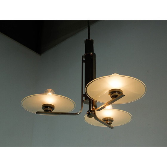 Image 1 of Lustre vintage Bauhaus en acier chromé et verre, 1920