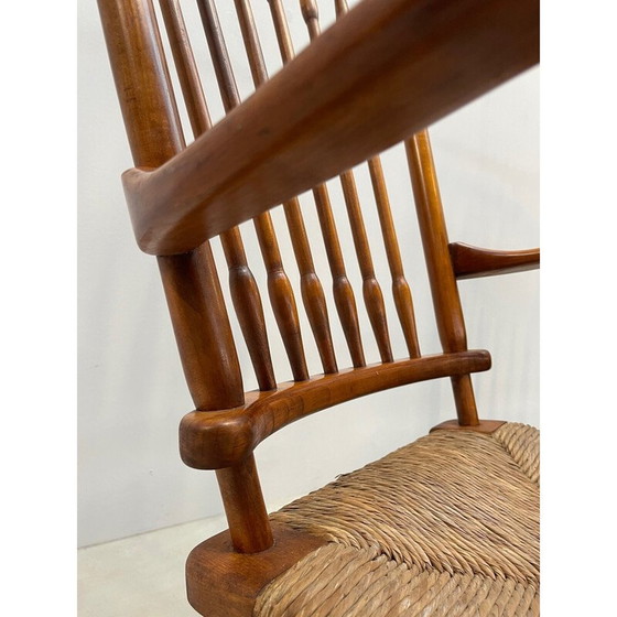 Image 1 of Paire de fauteuils scandinaves du milieu du siècle en bois et paille, années 1960.