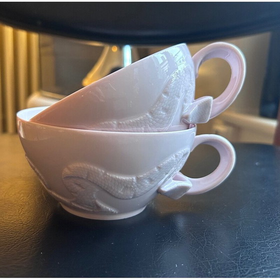 Image 1 of Paire de tasses à thé en porcelaine de Limoges rose pour Haviland