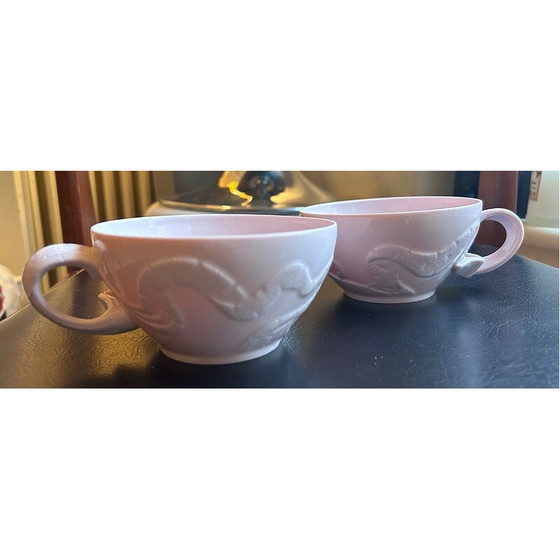 Image 1 of Paire de tasses à thé en porcelaine de Limoges rose pour Haviland