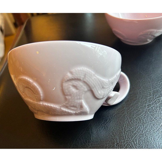 Image 1 of Paire de tasses à thé en porcelaine de Limoges rose pour Haviland