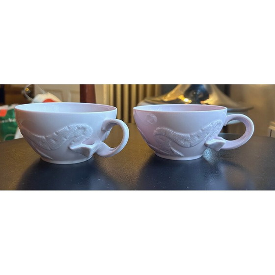 Image 1 of Paire de tasses à thé en porcelaine de Limoges rose pour Haviland