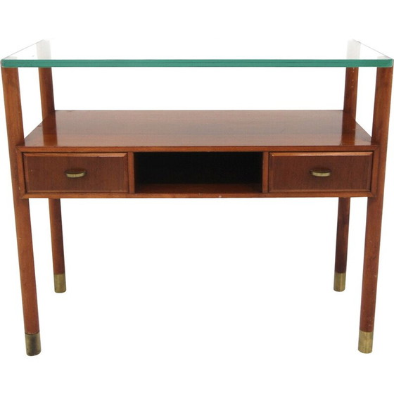 Image 1 of Commode vintage en acajou avec dessus en verre, Suède 1950