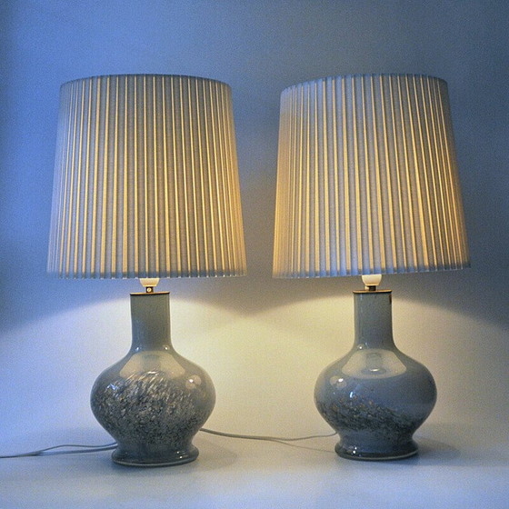 Image 1 of Paire de lampes de table en verre soufflé vintage par Torbjørn Torgersen pour Randsfjord Glassverk, Norvège 1970