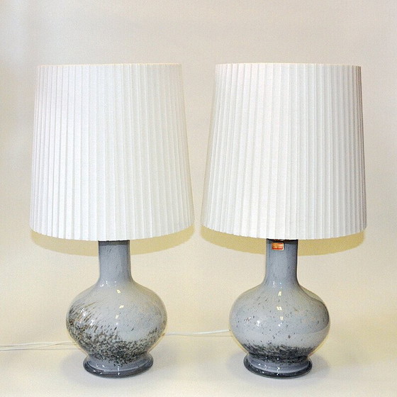 Image 1 of Paire de lampes de table en verre soufflé vintage par Torbjørn Torgersen pour Randsfjord Glassverk, Norvège 1970