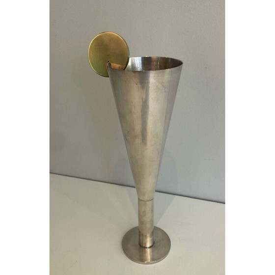 Image 1 of Flûte à champagne vintage en argent et laiton par Padova A.Pozzi, Italie 1950