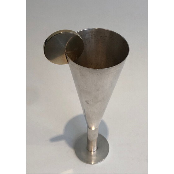 Image 1 of Flûte à champagne vintage en argent et laiton par Padova A.Pozzi, Italie 1950