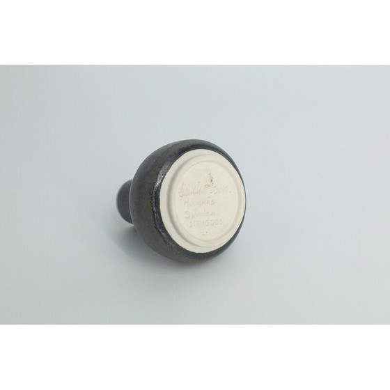 Image 1 of Vase de collection vintage en grès anthracite par Gunnar Borg pour Höganäs Keramik, Suède 1960