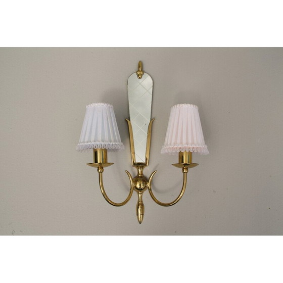 Image 1 of Applique vintage en laiton avec miroir, 1950