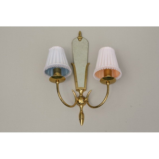 Image 1 of Applique vintage en laiton avec miroir, 1950