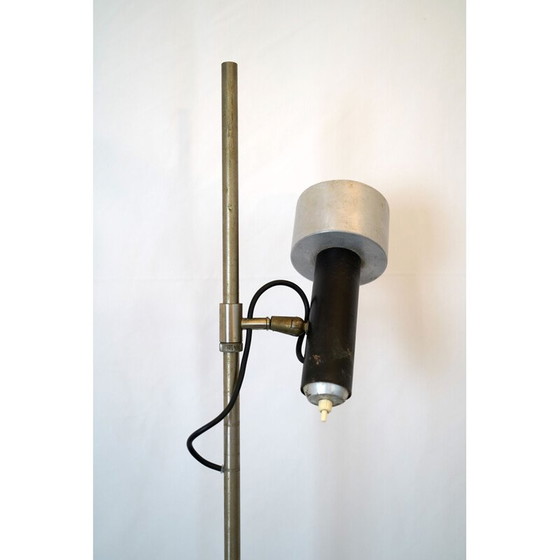 Image 1 of Lampadaire vintage en nickel et laque avec diffuseur orientable par Stilux Milano 1960