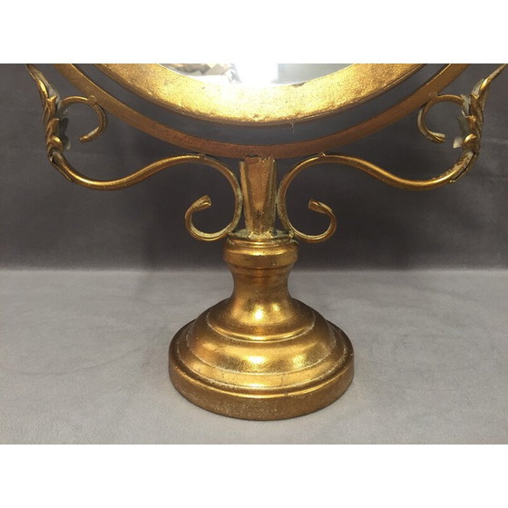 Image 1 of Miroir de table vintage en métal doré