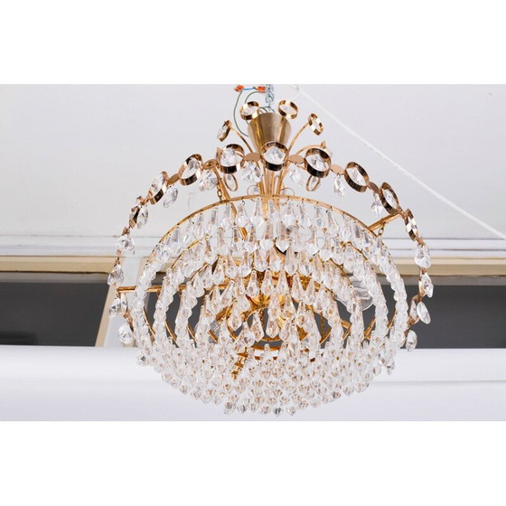 Image 1 of Lustre vintage en verre et aluminium, 1970