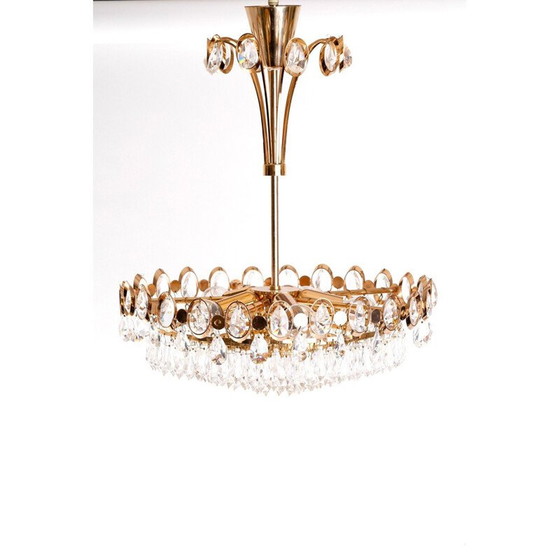 Image 1 of Lustre vintage en verre et aluminium, 1970