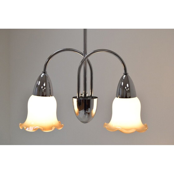 Image 1 of Lustre vintage en verre et chrome par Instala Decin, Tchécoslovaquie 1960