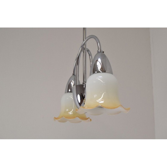 Image 1 of Lustre vintage en verre et chrome par Instala Decin, Tchécoslovaquie 1960