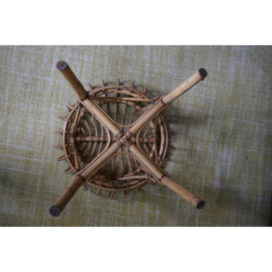Image 1 of Tabouret vintage en rotin par Franco Albini pour Vittorio Bonacina, Italie 1960