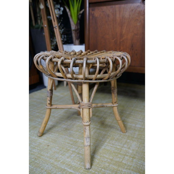 Image 1 of Tabouret vintage en rotin par Franco Albini pour Vittorio Bonacina, Italie 1960