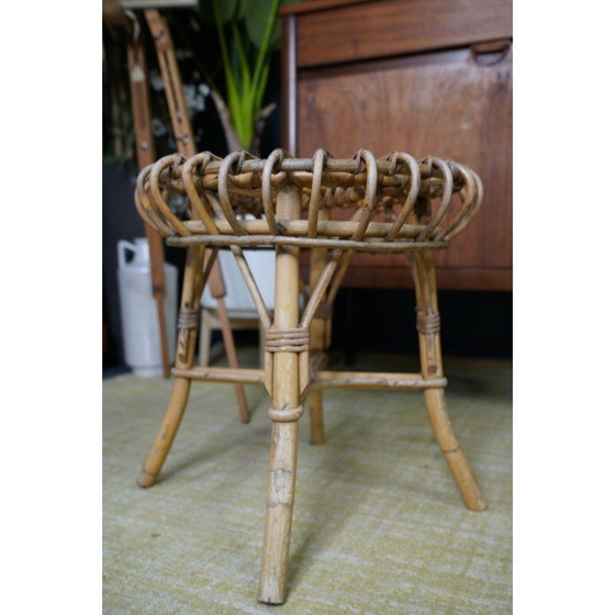 Image 1 of Tabouret vintage en rotin par Franco Albini pour Vittorio Bonacina, Italie 1960