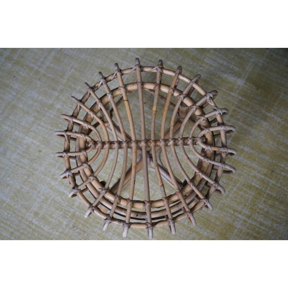 Image 1 of Tabouret vintage en rotin par Franco Albini pour Vittorio Bonacina, Italie 1960