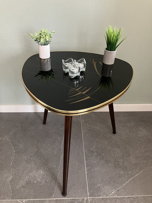 Table à fleurs ou table d'appoint vintage à trois pots avec plateau en formica