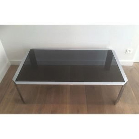 Image 1 of Table basse vintage française en verre et acier, 1970