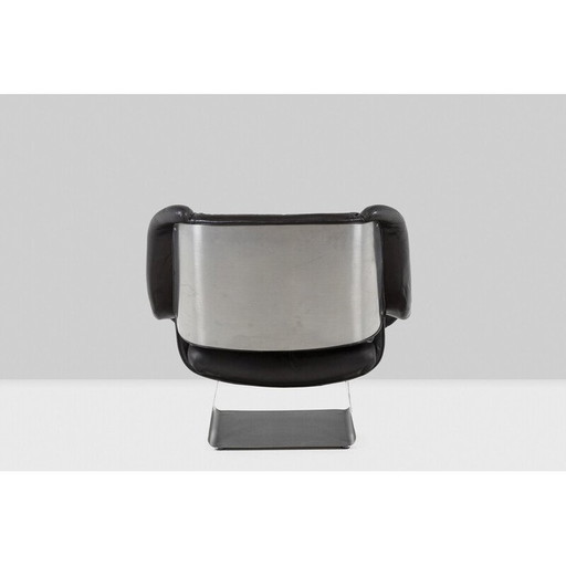Ensemble de salon vintage en cuir et métal RIMA, Italie, 1970