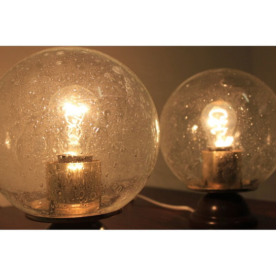 Image 1 of Paire de lampes de table vintage en verre et plastique 1980