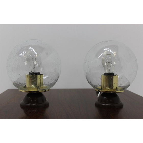 Image 1 of Paire de lampes de table vintage en verre et plastique 1980