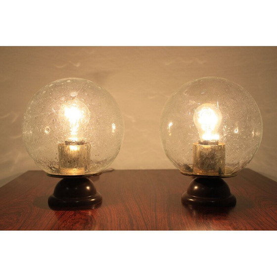Image 1 of Paire de lampes de table vintage en verre et plastique 1980