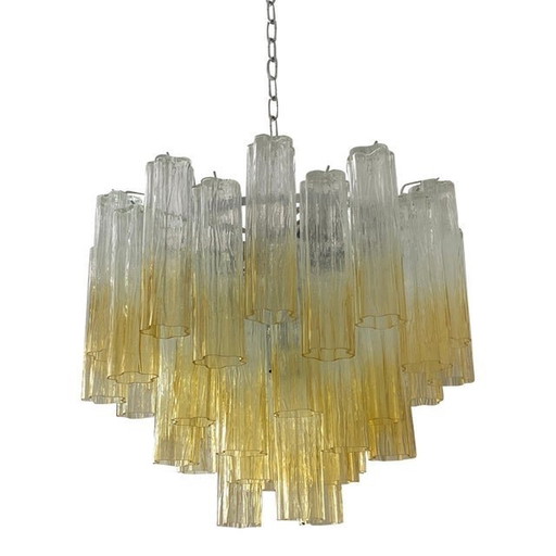 Lustre contemporain Spoutnik "Tronchi" en ambre poli de style Venini