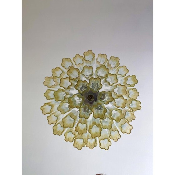 Image 1 of Lustre contemporain Spoutnik "Tronchi" en ambre poli de style Venini