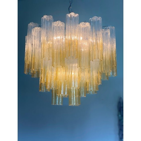 Image 1 of Lustre contemporain Spoutnik "Tronchi" en ambre poli de style Venini