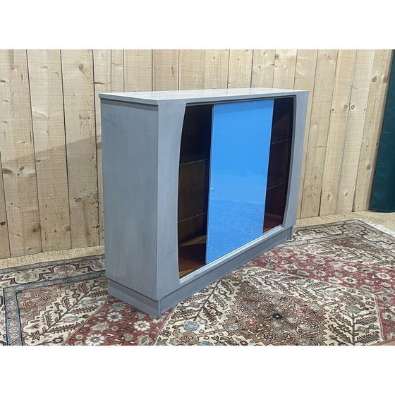 Image 1 of Vitrine vintage en bois avec portes coulissantes