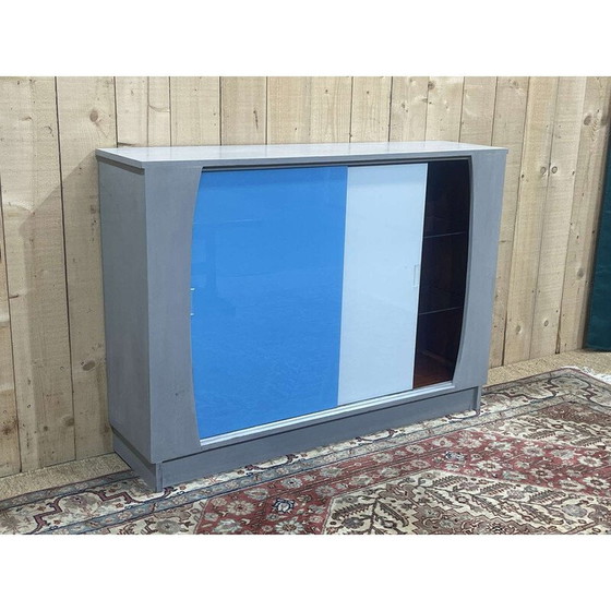 Image 1 of Vitrine vintage en bois avec portes coulissantes