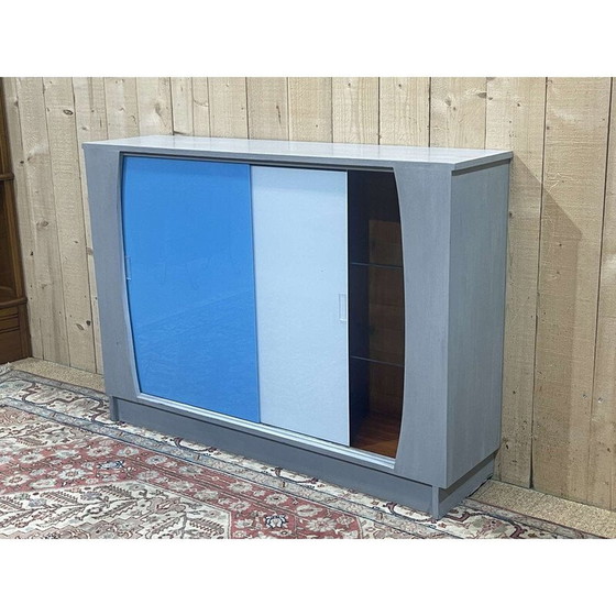 Image 1 of Vitrine vintage en bois avec portes coulissantes