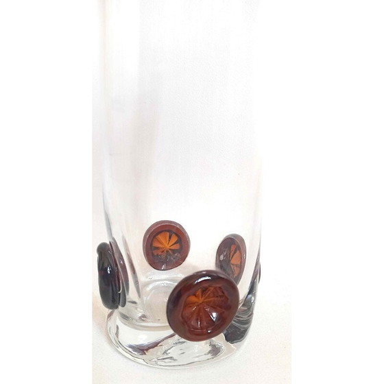 Image 1 of Vase en cristal vintage incrusté de boutons, 1970