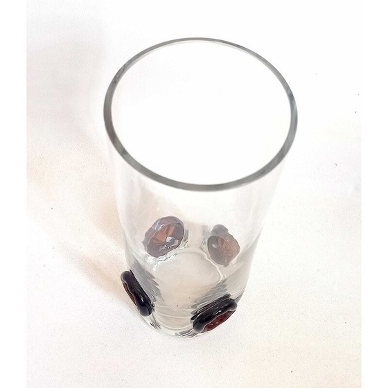 Image 1 of Vase en cristal vintage incrusté de boutons, 1970