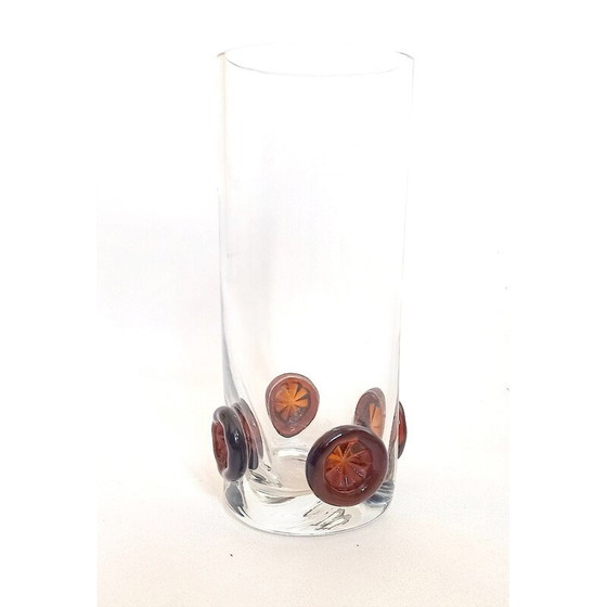Image 1 of Vase en cristal vintage incrusté de boutons, 1970